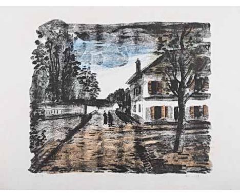 Maurice de Vlaminck (French 1876 -1958) LA ROUTE Á VALMONDOIS lithograph printed in colours, signed and numbered N 24 in penc