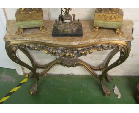 A gilt console table with marble effect top (some flaking)