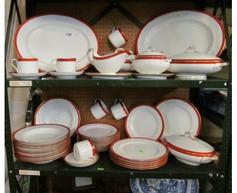 A Spode dinner service with rust coloured border