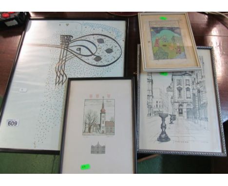 A print Bristol, print 133/200 Ibraslav and two arabic pictures