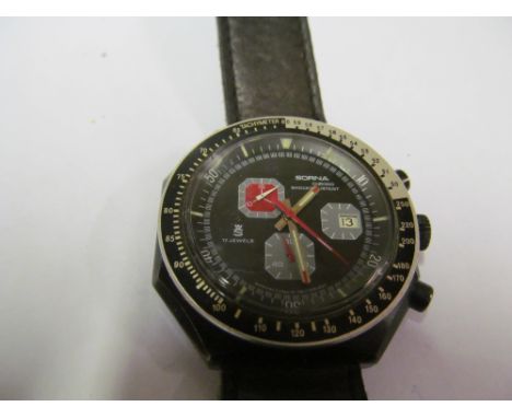 A Sorna gent's chrono watch ( chronograph hand does not hold position, tries to reset, working&nbsp;