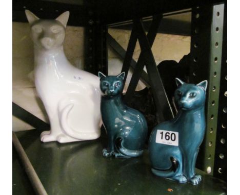 A large Poole white cat and pair Poole blue cats