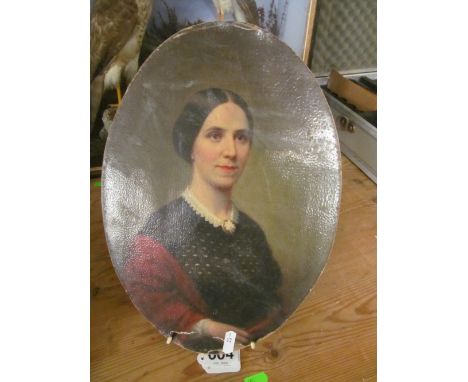 An oval portrait Victorian lady and reverse a print Victorian girl