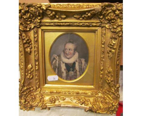 A 19th Century portrait William IV in ornate gilt gesso frame