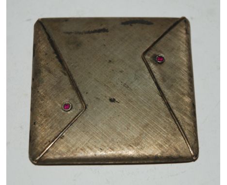 A white metal folding compact 7.5 cm sq. Condition Report: Available upon request