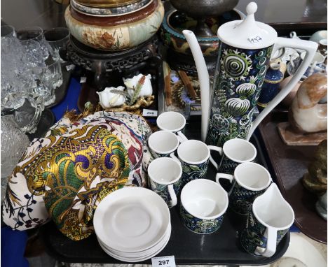 A Port Merrion pottery Coffee service in "Magic Garden" pattern designed by Susan Williams Ellis, and an eastern throw decora