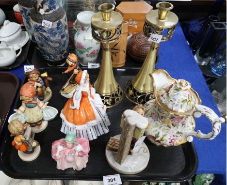 Royal Doulton figure "Noelle" HN2179 and "Bo-peep" HN1811, Goebel figures "Letter to Santa Claus", "Schoolgirl" a Hammersley 