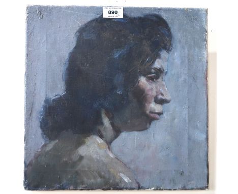 JOHN MILLER Portrait head, signed, oil on canvas, 35 x 35cm ,TOMMY BURNS nude study, oil on board, 20 x 17cm (2) Condition Re