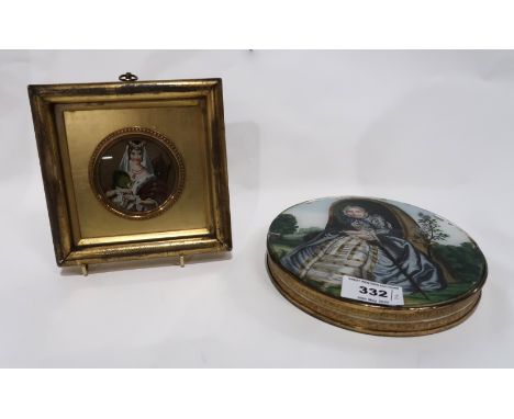 A reverse painted glass topped chocolate box together with a reverse painted portrait of a lady Condition Report: Chocolate b