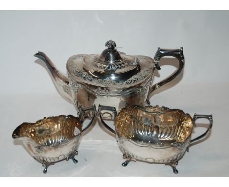 A three piece silver plated tea service Condition Report: Available upon request