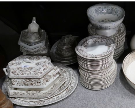 A large brown transfer-printed Wedgewood dinner service Condition Report: Not available for this lot