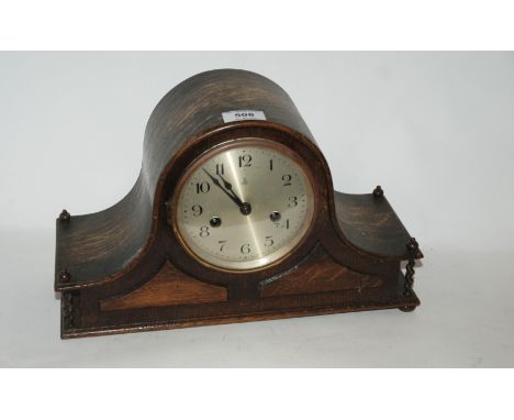 An oak cased mantle clock, 30cm wide Condition Report: Available upon request