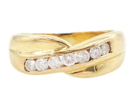 Gold channel set, round brilliant cut diamond crossover ring, total diamond weight approx 0.30 caratCondition Report:Approx 5
