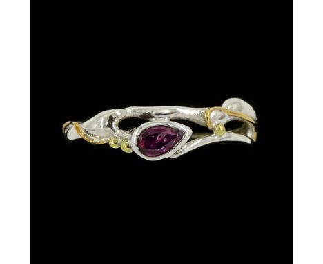 Silver and 14ct gold wire ruby ring, stamped 925Condition Report:Size Q-R