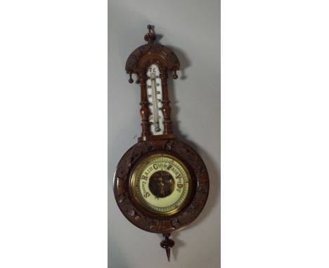 A Victorian Wall Hanging Aneroid Barometer, 55cm High 
