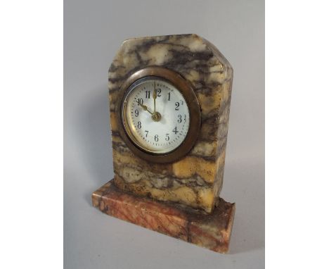 An Edwardian Marble Mantle Clock, Movement in Need of Attention, 12.5cm High 