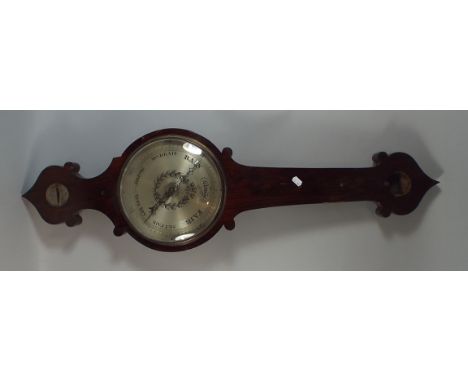 A Late 19th Century Onion Top Wheel Barometer Case Signed D Fagioli London, Missing Temperature Scale and Mercury Tube Broken