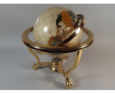 A Modern Specimen Mineral Table Globe, 38cm high 