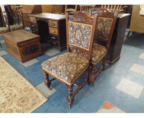 A Pair of Late Victorian Tapestry Upholstered Side Chairs