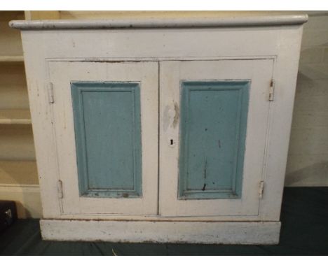 A Painted Pine Side Cabinet with Panel Doors, 86cm Wide