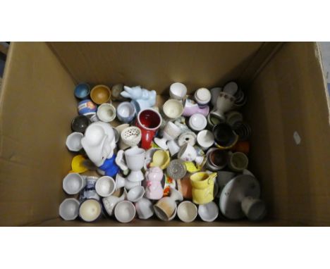 A Box Containing a Large Quantity of Ceramic Egg Cups 