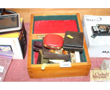 Trinket box and contents of various costume jewlery