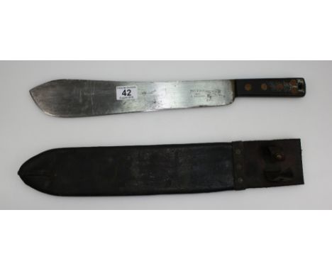 Original Military issue Martin Dale Machete in original leather sheath, broad arrow stamp to blade  