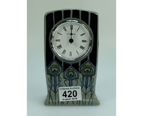 Moorcroft Peacock Parade Clock 16cm tall