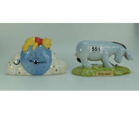 Royal Doulton Winnie the Pooh How Sweet to be a cloud clock WP24 together with Eeyore Nose to the Ground WP25 ltd edition (2)