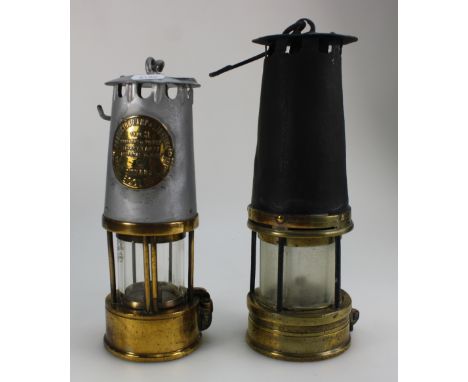 Eccles brass Miners lamp together with another larger unmarked miner lamp (2)