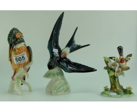 Goebel Kingfisher CV123, Swallow CV85 and Crown Staffordshire of Goldfinch (3)