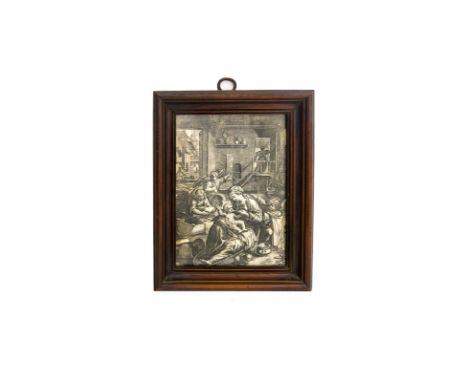 Etching on paper, XVI Century. Nativity scene. Cm 16x12