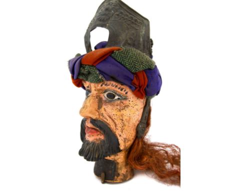 Head of Sicilian puppet, Saraceno, XX Century. In wood. H cm 36 