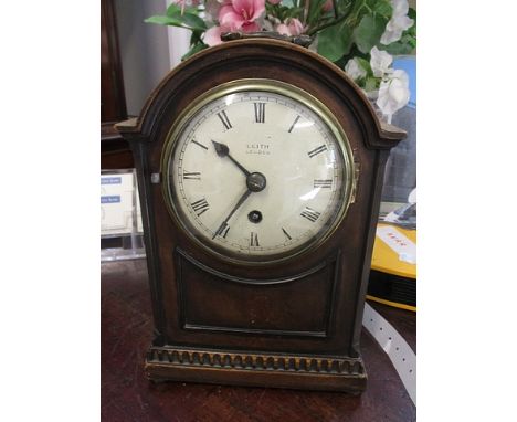 A Victorian mahogany mantle clock, the dial marked Leith London, 10 h