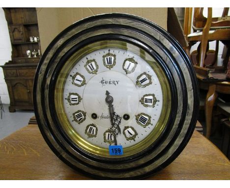 A late 19th/early 20th century French recherché wall clock, 9 dial with enamelled Roman numerals, marked Guery a Beaufor en V