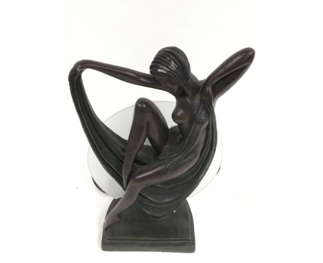 A composite reproduction Art Deco lamp formed as a semi clad girl