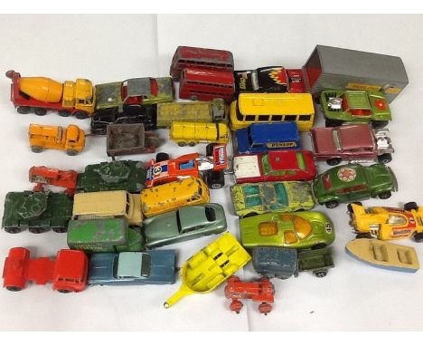 A small collection of unboxed Matchbox 1-75 model vehicles and others.