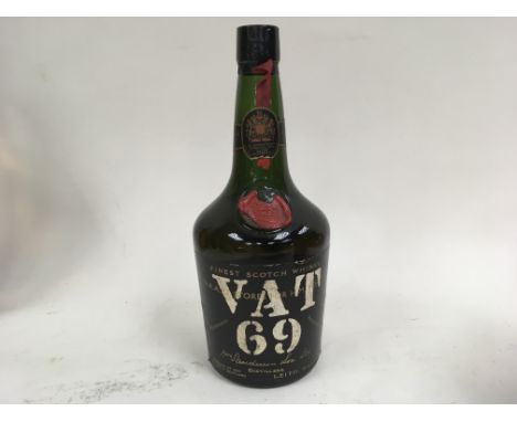 A 70cl bottle of 70% proof VAT 69 Scotch Whisky in an unusual bottle shape.