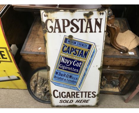 A large portrait enamel sign advertising Capstan cigarettes. Measurements are approximately 46cm by 91cm