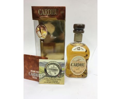 A bottle of Cardhu single malt Scotch whiskey. Aged 12 years when bottled.