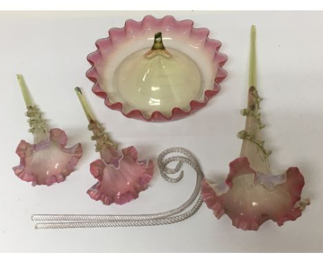A pink glass epergne a/f.