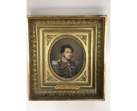 A fine quality period portrait of Conte Augusta de Dampierre, a French military officer, (Marechal de Camps), by Joh.Friedric