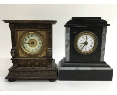 A continental musical clock and a French alarm clock.