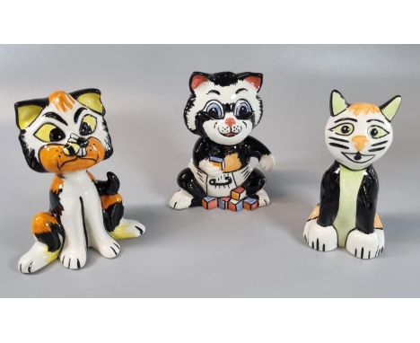Three Lorna Bailey limited edition ceramic cats, two with COA to include: 'Sting' and 'Ga Ga'. (3) (B.P. 21% + VAT)no obvious
