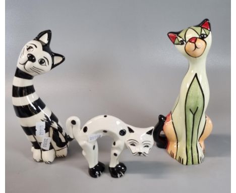 Three Lorna Bailey ceramic cats, one with COA, 'Polka Tiny Cat'. (3) (B.P. 21% + VAT)No obvious damage. 