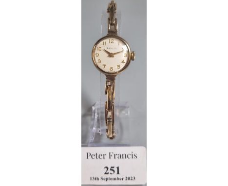 Zenith ladies 9ct gold wristwatch with 9ct gold expanding bracelet and Arabic face.  14g approx.  (B.P. 21% + VAT) 