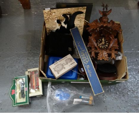 Box of assorted items to include: Days Gone diecast model bus and a TV Times 1930 diecast Bentley in original boxes, German c