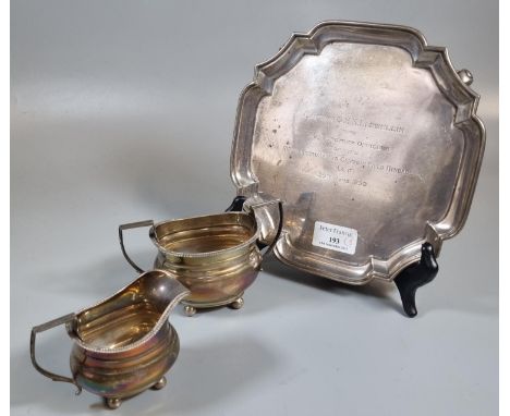 Early 20th century silver presentation salver 'Captain Llewellin, from his Brother Officers of the 102nd Pembroke and Cardiga