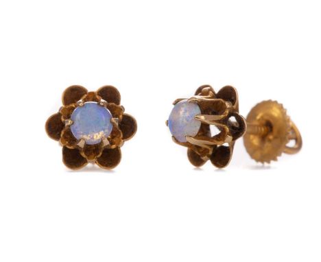 PAIR OF OPAL STUD EARRINGS,each set with a round cabochon opal, with screwback fittings, 1.3gCondition report: Generally worn