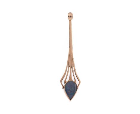 OPAL DOUBLET PENDANT,set in nine carat gold, 68mm long, 4.4g
